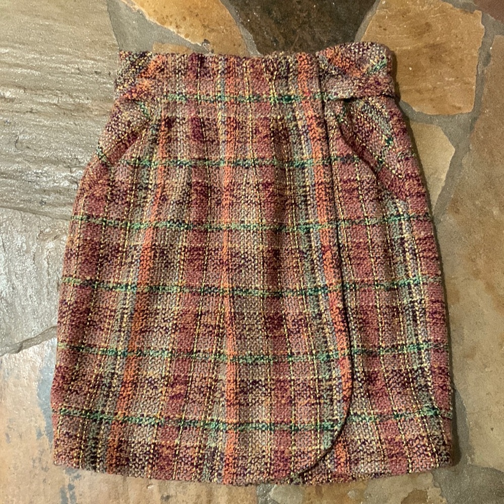 Anthropologie Odille Woven Plaid Wrap Skirt